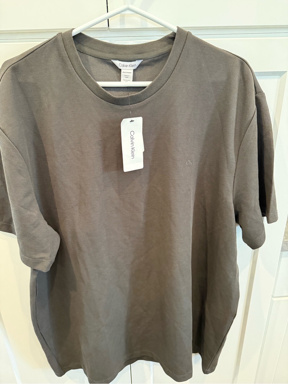 Calvin Klein Short Sleeve Crew Tee in Taupe Gray